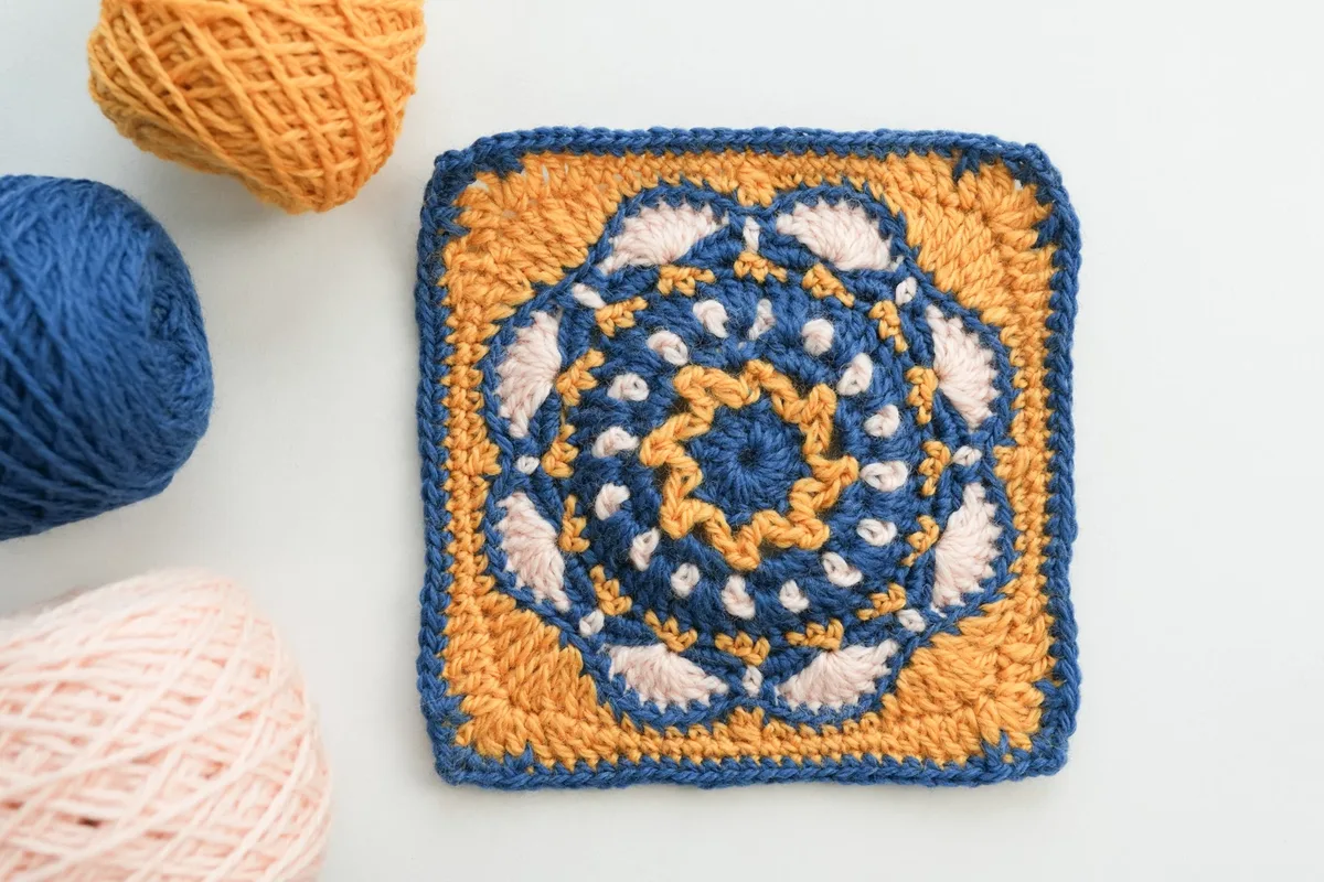 Retro seventies crochet granny square