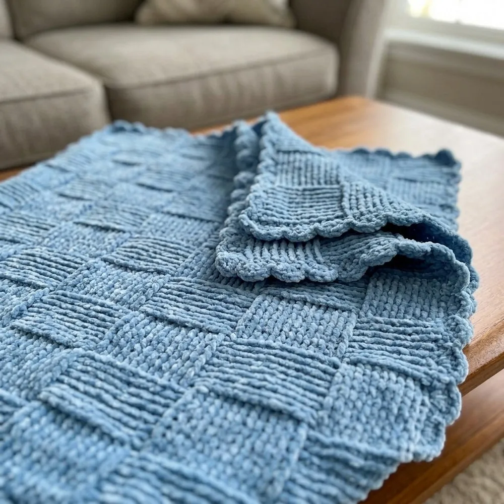 Crochet crochet basket weave blanket pattern in soft velvet