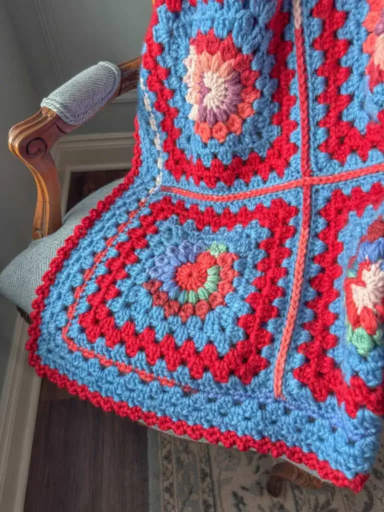 Sunburst Revival Scrap Afghan — Free Puff Stitch Granny Square Blanket — photo 3