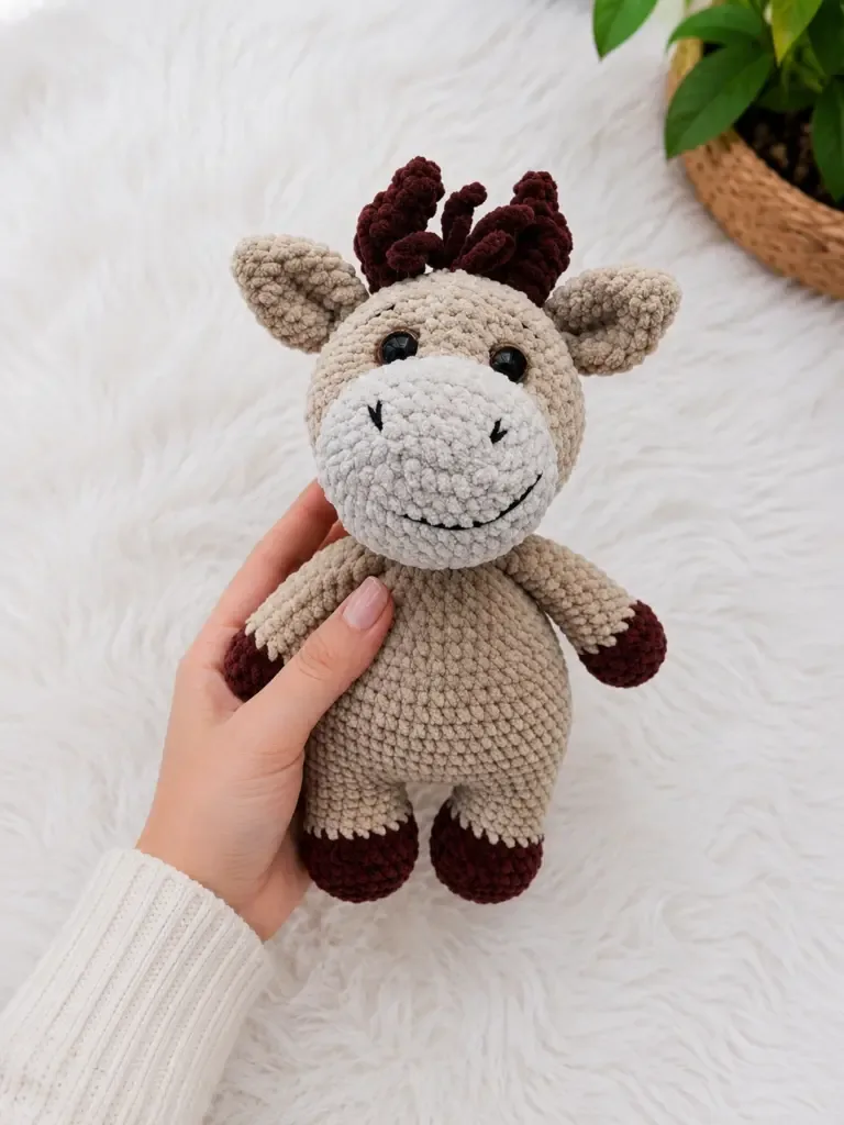 Crochet a soft amigurumi bull with tiny horns — photo 2