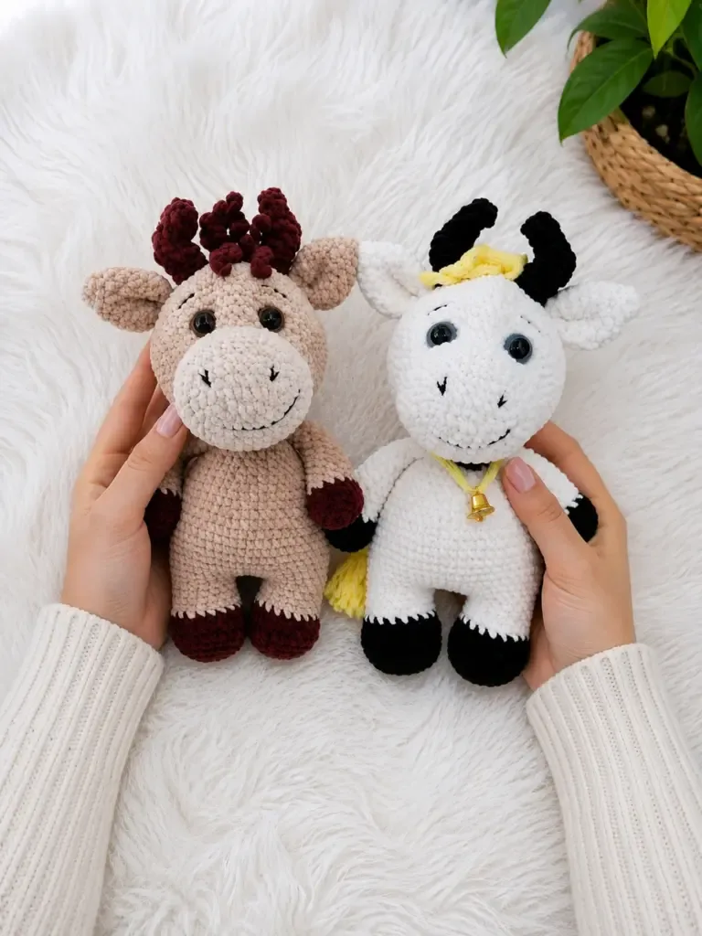 Crochet a soft amigurumi bull with tiny horns — photo 3