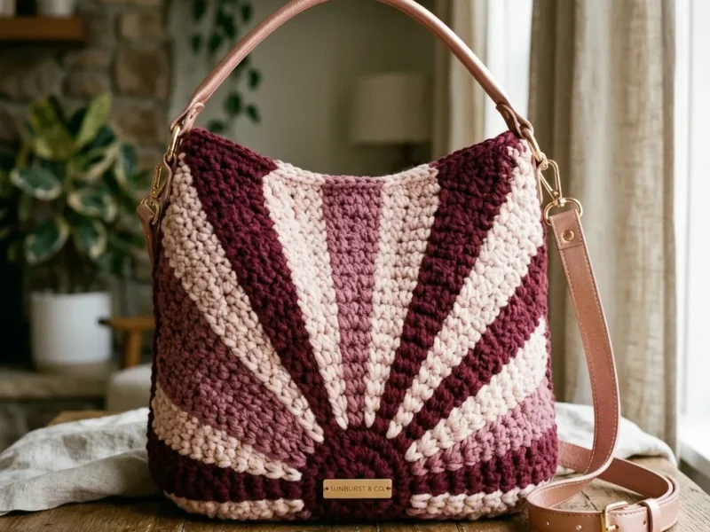 Berry Blush Sunburst Hobo Bag Crochet Pattern