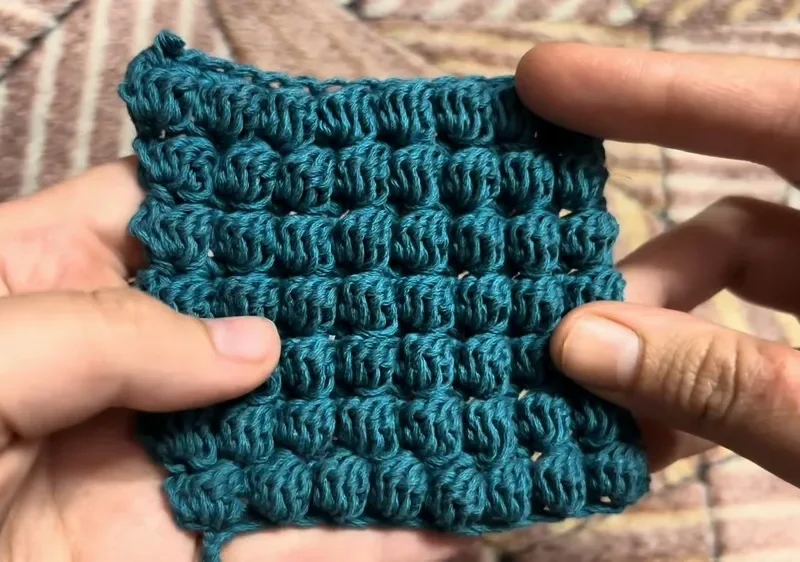 Learning the bobble stitch for textured crochet fabric
