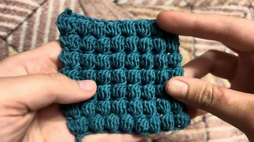 Learning the bobble stitch for textured crochet fabric — photo 2