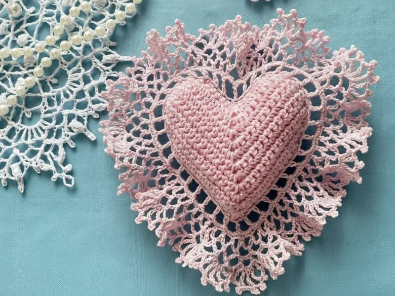 Lace-edged crochet heart sachet pattern for gifting