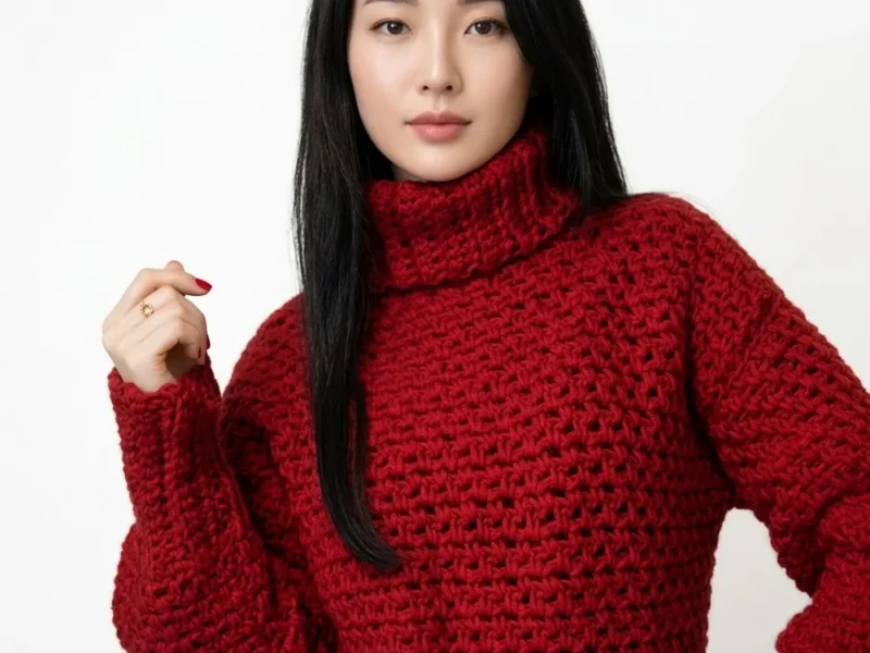 Easy Crochet Sweater Pattern with Textured Rice Grain Stitch