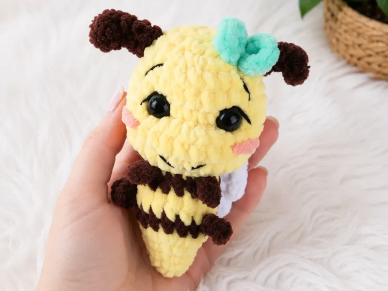 Honeybee Keychain Crochet Pattern (Free Amigurumi)