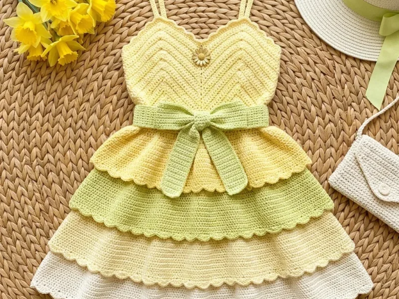 Lemon Garden Tiered Ruffle Dress Crochet Pattern