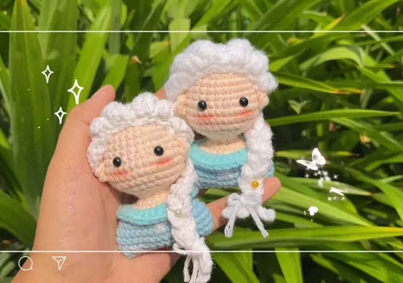 Mini ice queen amigurumi doll crochet pattern