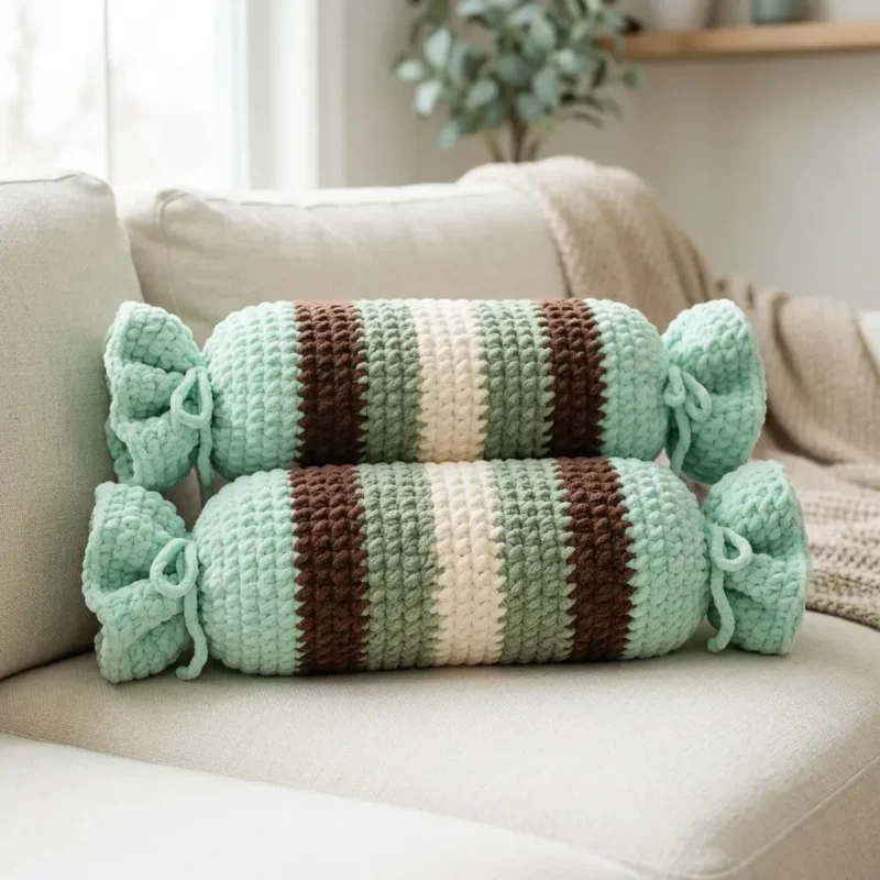 Mint chocolate candy wrapper bolster pillow pattern — photo 2
