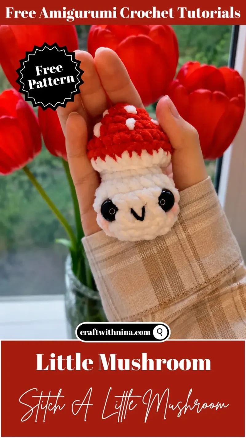 Plush mushroom amigurumi with a soft velvet finish — photo 3